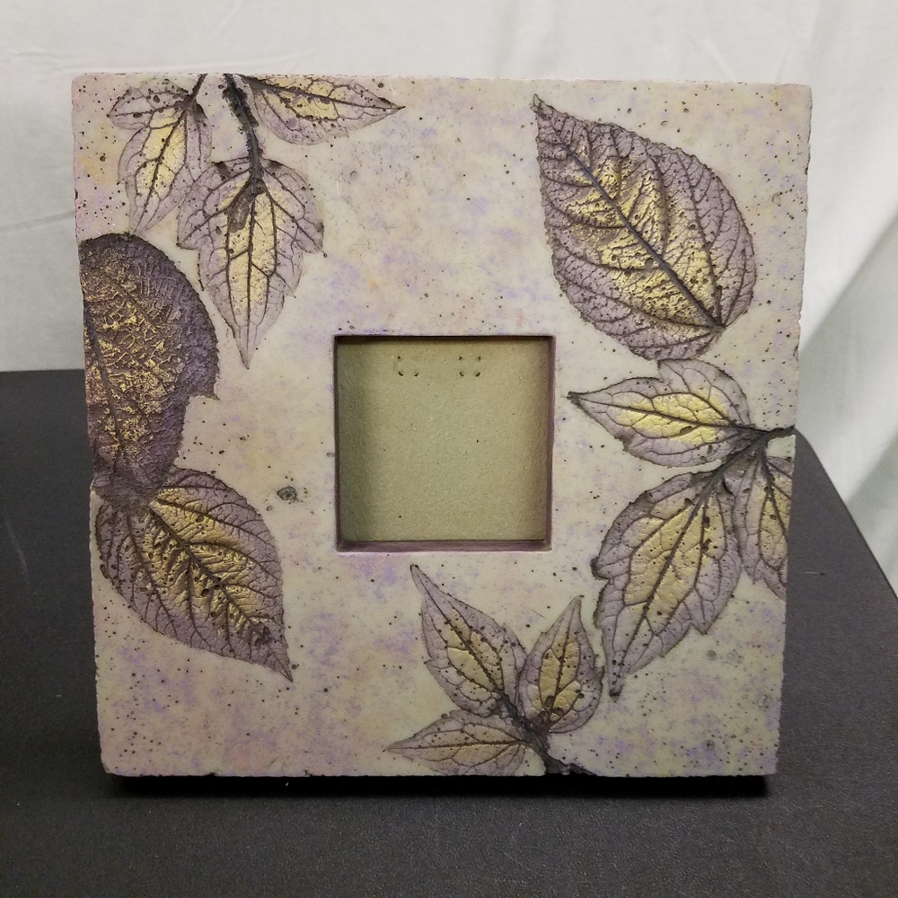 2lb Heavy stone rock picture frame vtg 90's